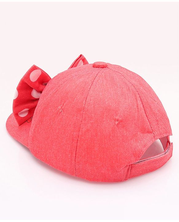 Babyhug Disney  Summer Cap With Minnie Mouse Graphics & Bow Applique - Red