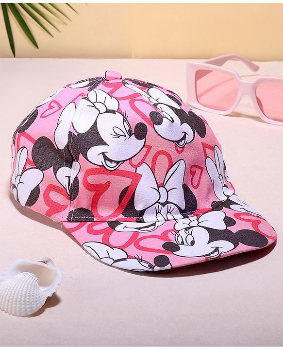 Babyhug Disney Summer Cap With Minnie Mouse Graphics - Pink