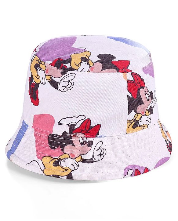 Babyhug Disney Summer Cap With Minnie Mouse All Over Print - White