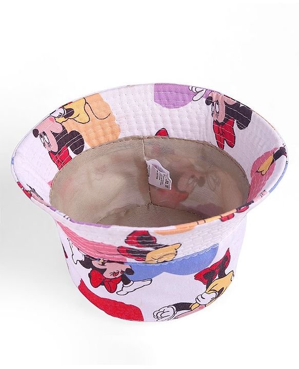 Babyhug Disney Summer Cap With Minnie Mouse All Over Print - White