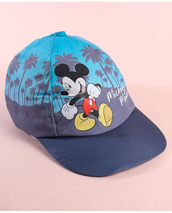 Babyhug Disney  Summer Cap With Mickey Mouse Graphics - Navy Blue