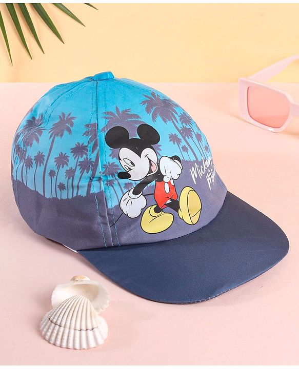 Babyhug Disney  Summer Cap With Mickey Mouse Graphics - Navy Blue