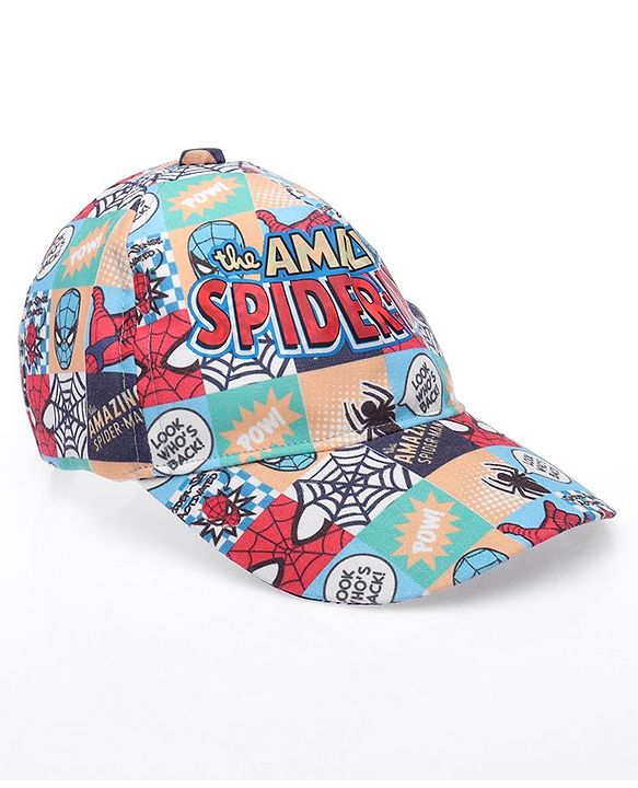 Babyhug Marvel Summer Cap With Spiderman Print - Multicolour