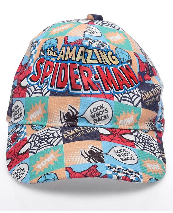 Babyhug Marvel Summer Cap With Spiderman Print - Multicolour