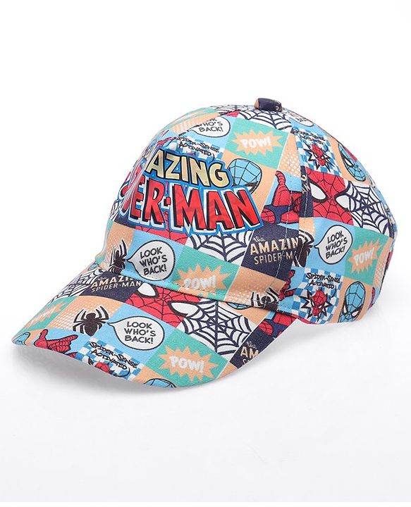 Babyhug Marvel Summer Cap With Spiderman Print - Multicolour