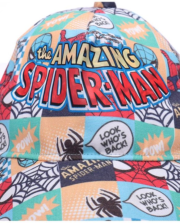 Babyhug Marvel Summer Cap With Spiderman Print - Multicolour