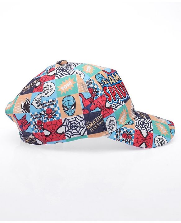 Babyhug Marvel Summer Cap With Spiderman Print - Multicolour