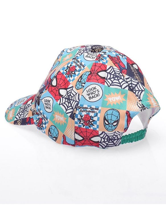 Babyhug Marvel Summer Cap With Spiderman Print - Multicolour
