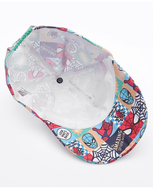 Babyhug Marvel Summer Cap With Spiderman Print - Multicolour