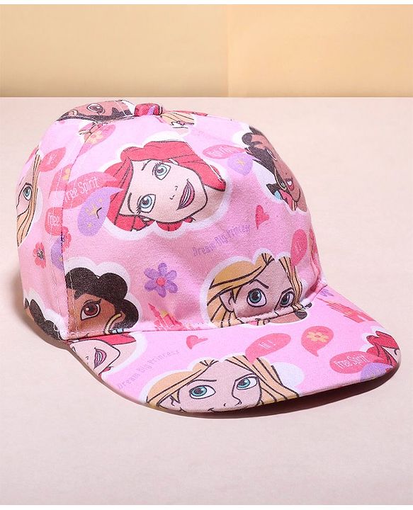 Babyhug Disney Summer Cap With Disney Princess Print - Pink