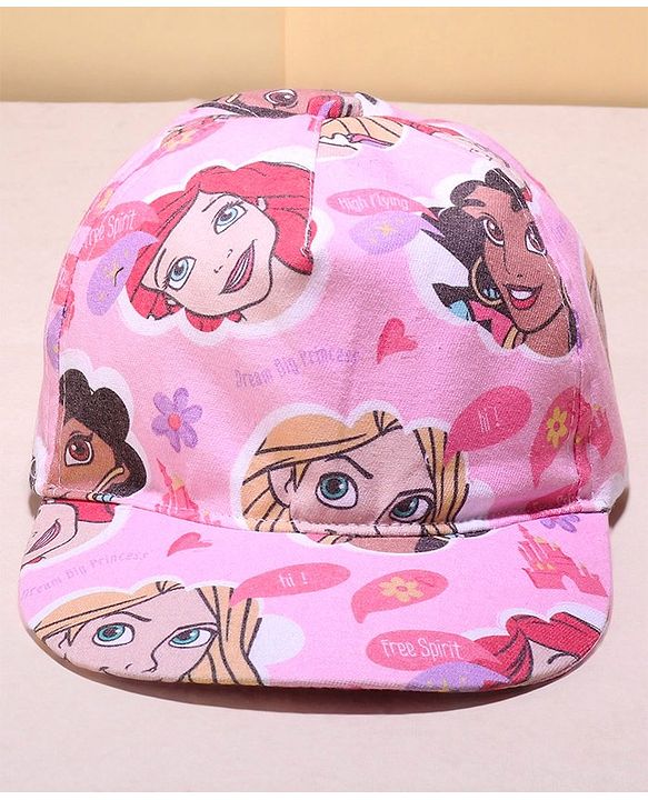 Babyhug Disney Summer Cap With Disney Princess Print - Pink