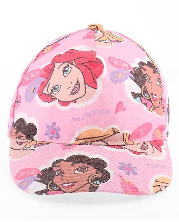 Babyhug Disney Summer Cap With Disney Princess Print - Pink