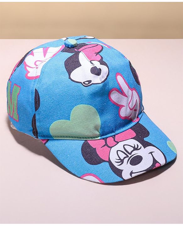 Babyhug Disney Summer Cap With Minnie Mouse   Print - Blue