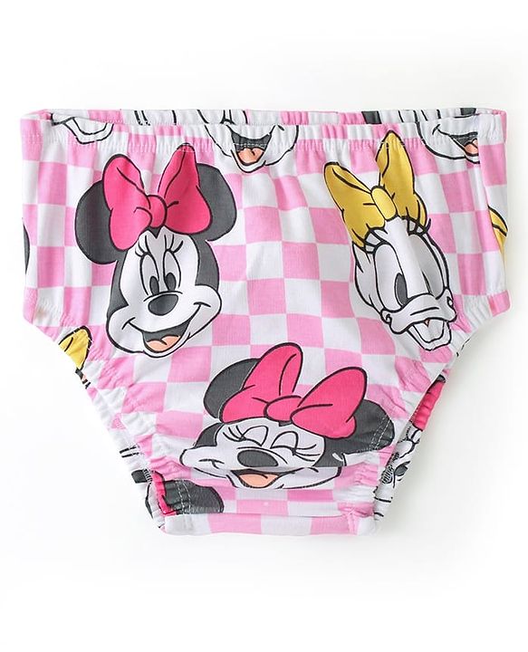Babyhug Disney Cotton Jersey Knit Frill Sleeves Frock with Bloomer Minnie Mouse Print- Pink