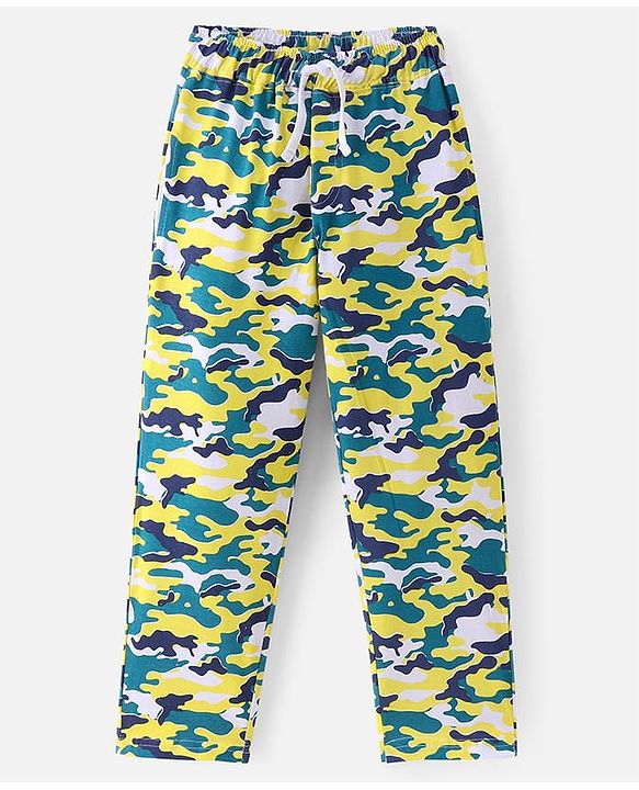 Pine Kids Cotton Knit Half Sleeves Night Suit with Camouflage Print - Navy Peony