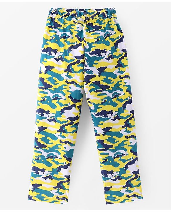 Pine Kids Cotton Knit Half Sleeves Night Suit with Camouflage Print - Navy Peony