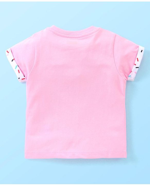 Babyhug Single Jersey Half Sleeves Shorts Night Suit Ice Cream Print - Pink