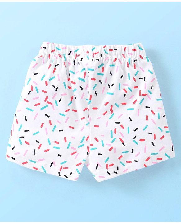 Babyhug Single Jersey Half Sleeves Shorts Night Suit Ice Cream Print - Pink