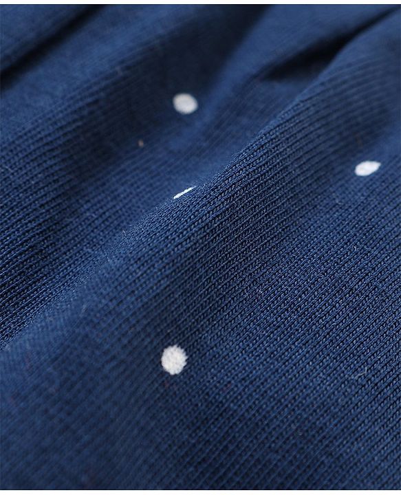 Babyhug Cotton Knit Half Sleeves Night Suit With Cat Print - Navy