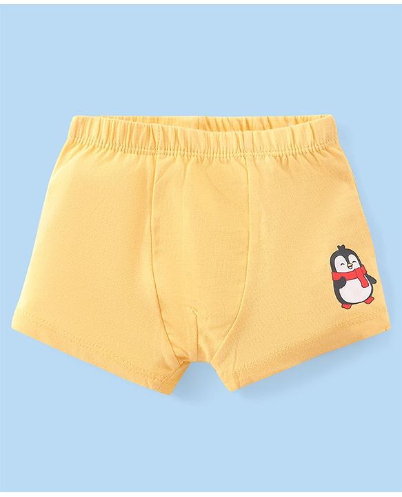 Babyhug 100% Cotton Knit Antibacterial Trunks  with Striped & Penguin Print  Pack of 5 - Red White &  Blue