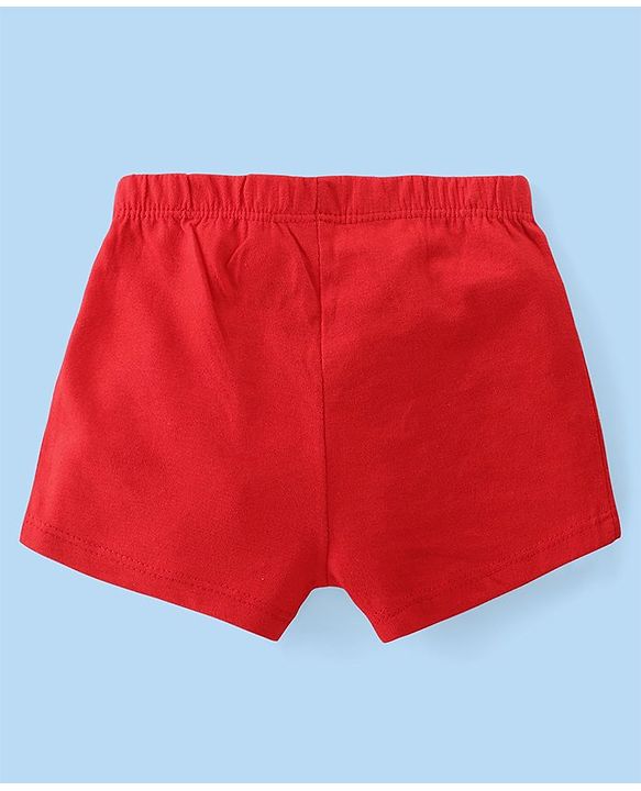 Babyhug 100% Cotton Knit Antibacterial Trunks  with Striped & Penguin Print  Pack of 5 - Red White &  Blue