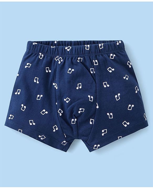 Babyhug 100% Cotton Knit Antibacterial Trunks  with Striped & Penguin Print  Pack of 5 - Red White &  Blue