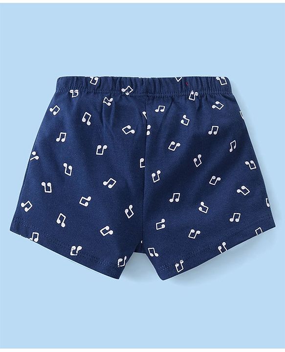 Babyhug 100% Cotton Knit Antibacterial Trunks  with Striped & Penguin Print  Pack of 5 - Red White &  Blue