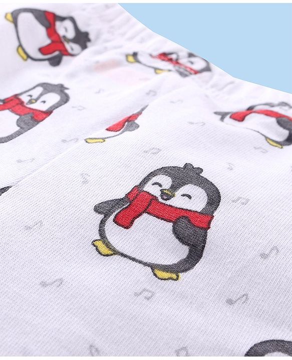 Babyhug 100% Cotton Knit Antibacterial Trunks  with Striped & Penguin Print  Pack of 5 - Red White &  Blue