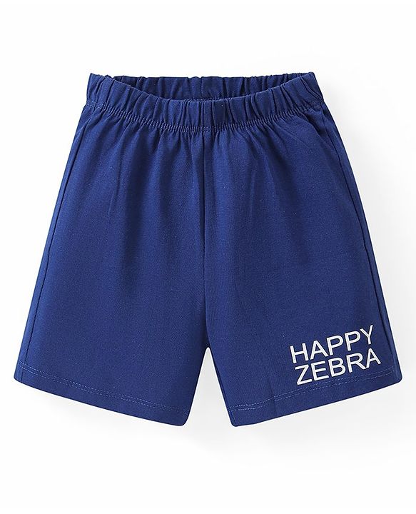Babyhug Single Jersey Half Sleeves Shorts Night Suit Zebra Print - Red & Navy Blue