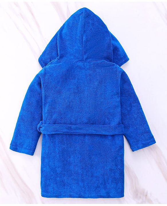 Babyhug Marvel Terry Knit Full Sleeves Hooded Bath Robe With  Pockets & Avengers Graphics - Blue