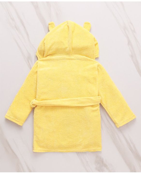Babyhug Disney Hooded Bath Robe with Pockets & Winnie The Pooh Graphics - Yellow