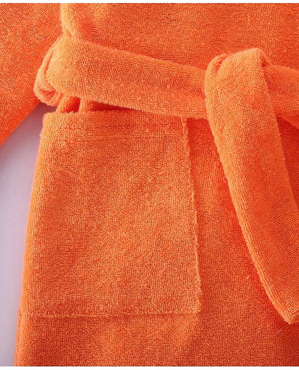 Babyhug Disney Terry Knit Hooded Full Sleeves Bath Robe With Pockets and Chip N Dale Graphics - Orange