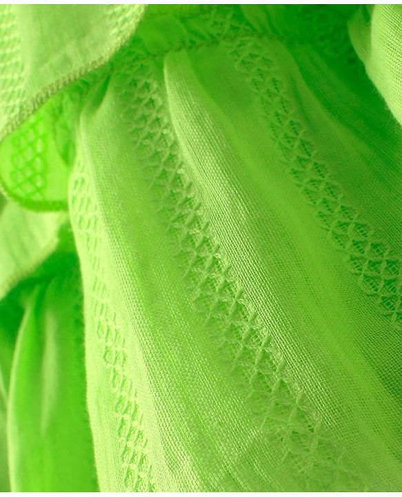 Babyhug Cotton Sleeveless Layered Textured Frock with Frill Detailing - Lime Green
