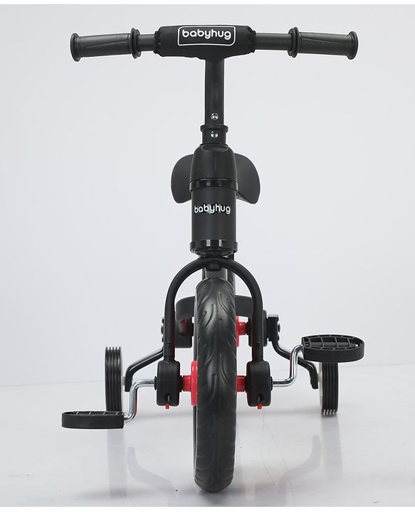 Babyhug 2 -1 Balance Bicycle 12 Inches - Red| Adjustable Seat Height| Removable Training Wheels| Removable Pedals| Puncture Proof Tyre