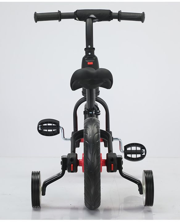 Babyhug 2 -1 Balance Bicycle 12 Inches - Red| Adjustable Seat Height| Removable Training Wheels| Removable Pedals| Puncture Proof Tyre