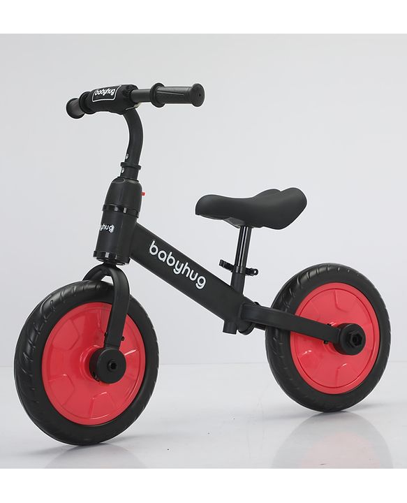 Babyhug 2 -1 Balance Bicycle 12 Inches - Red| Adjustable Seat Height| Removable Training Wheels| Removable Pedals| Puncture Proof Tyre