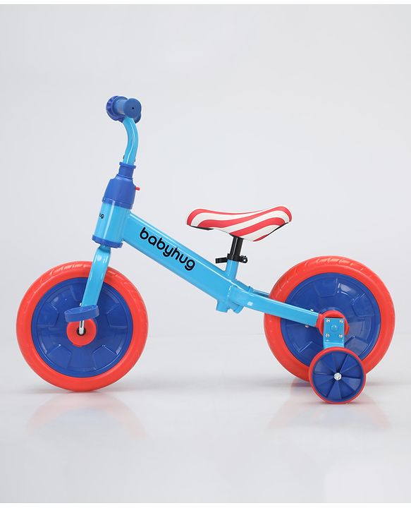 Babyhug 2 -1 Balance Bicycle 12 Inches - Red| Adjustable Seat Height| Removable Training Wheels| Removable Pedals| Puncture Proof Tyre