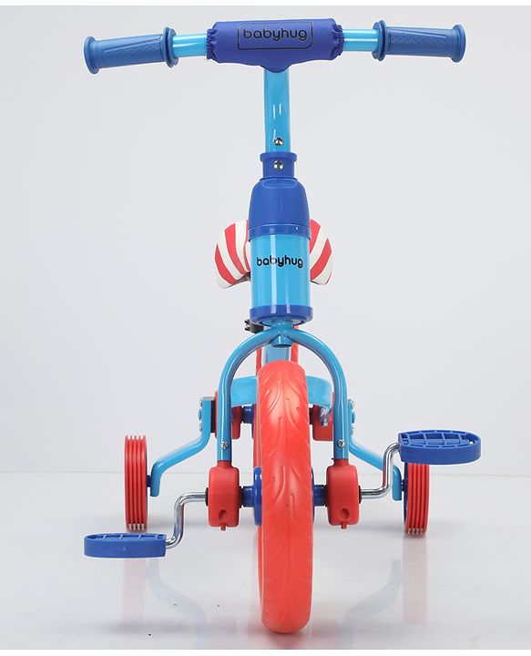 Babyhug 2 -1 Balance Bicycle 12 Inches - Red| Adjustable Seat Height| Removable Training Wheels| Removable Pedals| Puncture Proof Tyre
