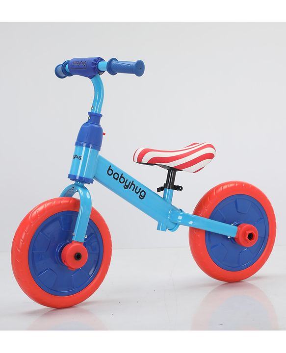 Babyhug 2 -1 Balance Bicycle 12 Inches - Red| Adjustable Seat Height| Removable Training Wheels| Removable Pedals| Puncture Proof Tyre