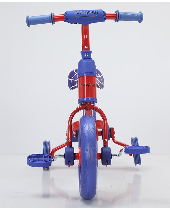 Babyhug 2 -1 Balance Bicycle 12 Inches - Red & Navy| Adjustable Seat Height| Removable Training Wheels| Removable Pedals| Puncture Proof Tyre