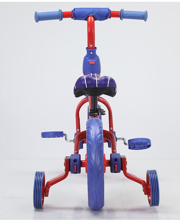 Babyhug 2 -1 Balance Bicycle 12 Inches - Red & Navy| Adjustable Seat Height| Removable Training Wheels| Removable Pedals| Puncture Proof Tyre