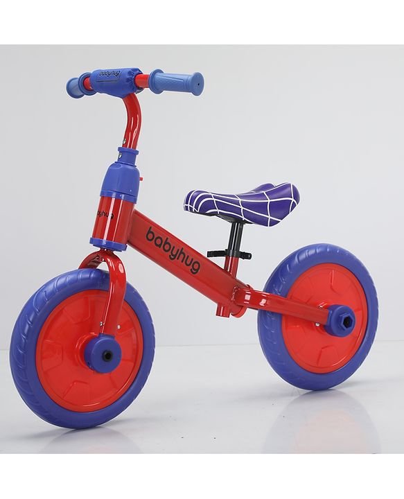 Babyhug 2 -1 Balance Bicycle 12 Inches - Red & Navy| Adjustable Seat Height| Removable Training Wheels| Removable Pedals| Puncture Proof Tyre