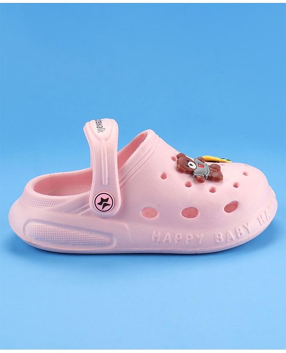 Cute Walk by Babyhug Slip On Clogs With Back Strap Closure & Appliques - Pink