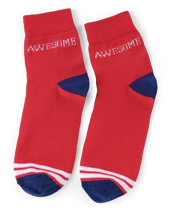 Pine Kids High Ankle Length Socks Text and Stripes Print Pack of 3 - Multicolor