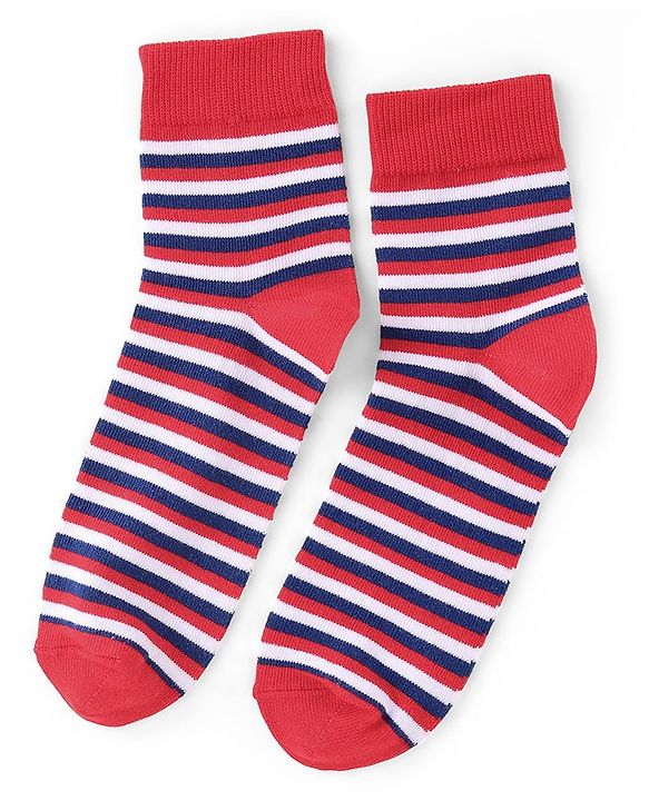 Pine Kids High Ankle Length Socks Text and Stripes Print Pack of 3 - Multicolor