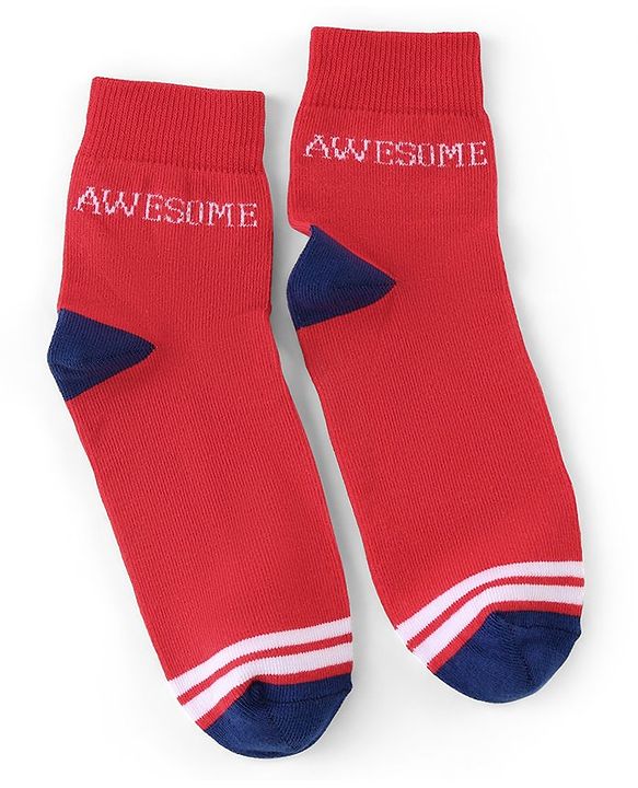 Pine Kids High Ankle Length Socks Text and Stripes Print Pack of 3 - Multicolor