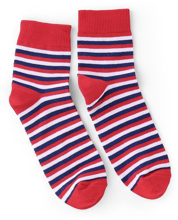 Pine Kids High Ankle Length Socks Text and Stripes Print Pack of 3 - Multicolor