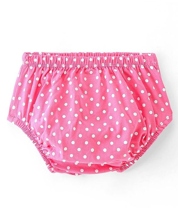 Babyhug Cotton Jersey Knit Frill Sleeves  Frock with Bloomer Polka Dots & Butterfly Print   - Pink
