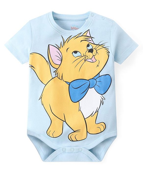 Babyhug Disney Interlock Cotton Knit Half Sleeves Onesies with Aristocat Marie Graphics Pack Of 3 - Multicolour