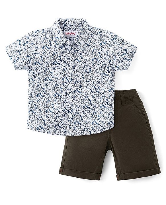 Babyhug Cotton Woven Half Sleeves Printed Shirt & Shorts Set  - Multicolor